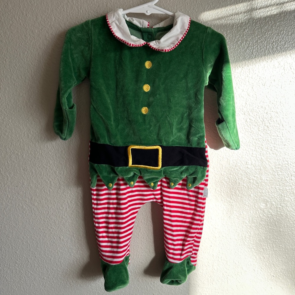 JoJo Maman Bebe Green and Red Elf Pajamas
